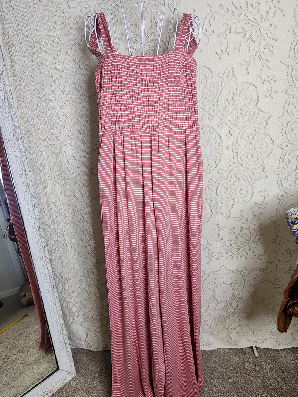 Zenana Outfitters Striped Romper - Rose Pink